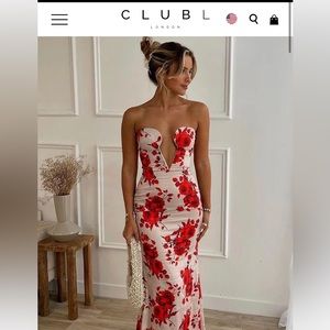 new Sexy & Stunning Club L London Champagne Floral Dress Size 4 (Small) Revolve